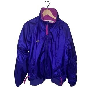 Vintage Columbia Sportswear Purple Pink Fleece Lined Windbreaker Jacket XL RETRO